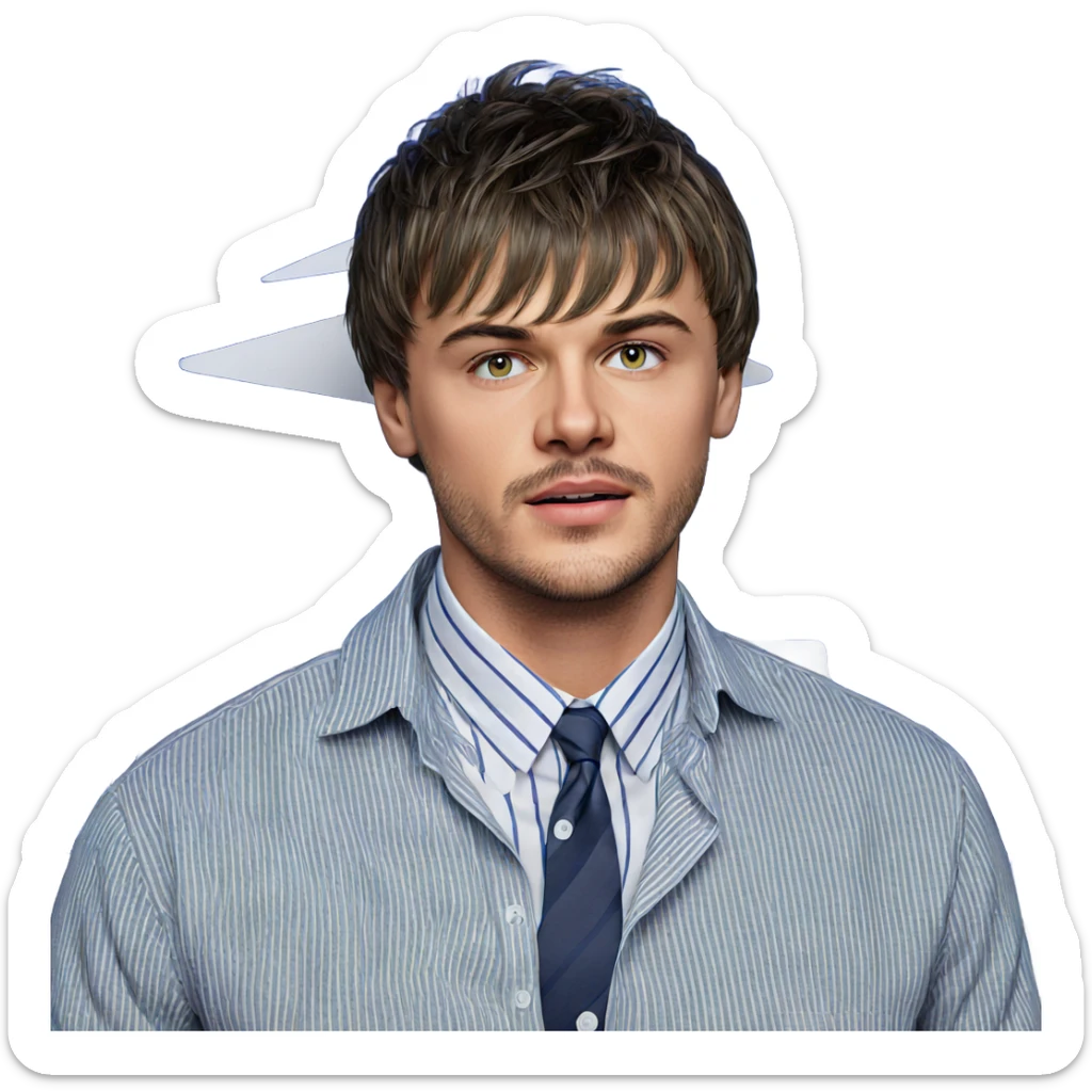 striped shirt portrait of man sticker