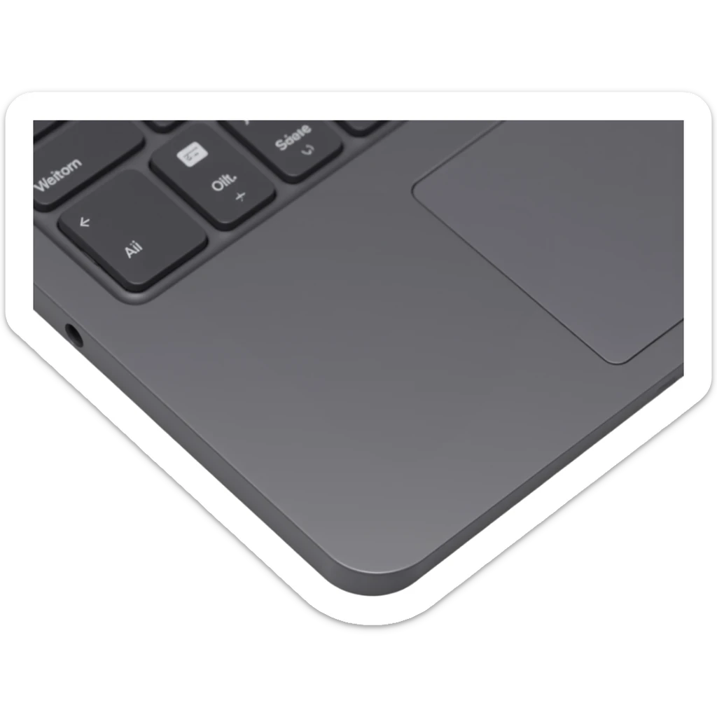 a MacBook keyboard close-up, skeuomorphism style sticker