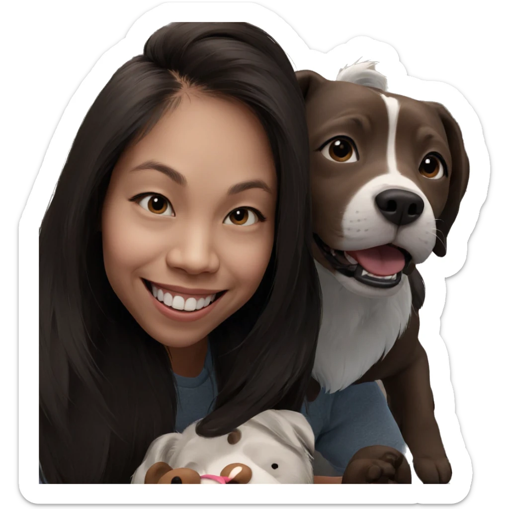 girl smiling with dog sticker