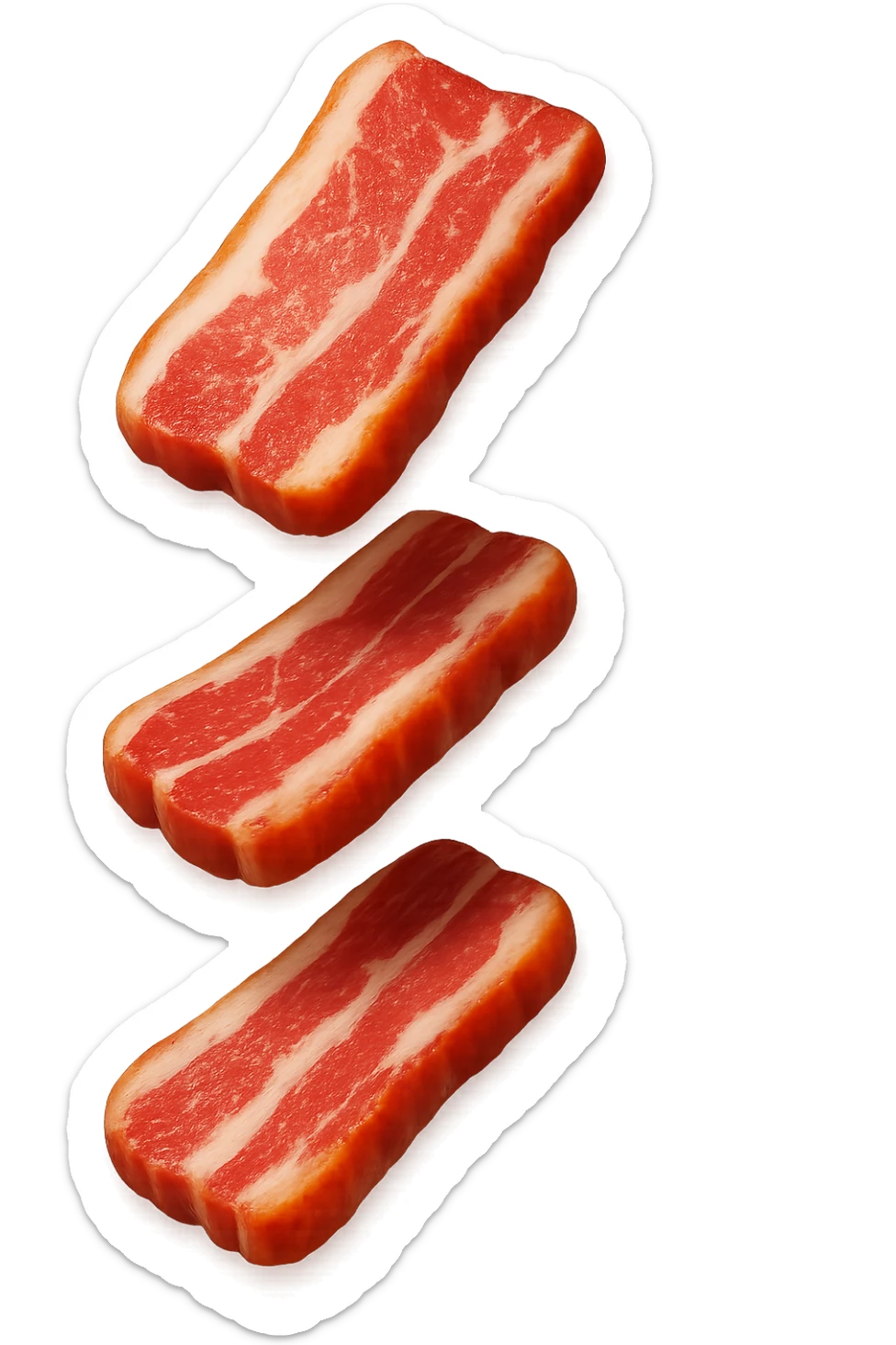 emoji stile iphone in 3d di fette di carne che cadono verticalmente dall'alto, iperrealistico 4k sticker