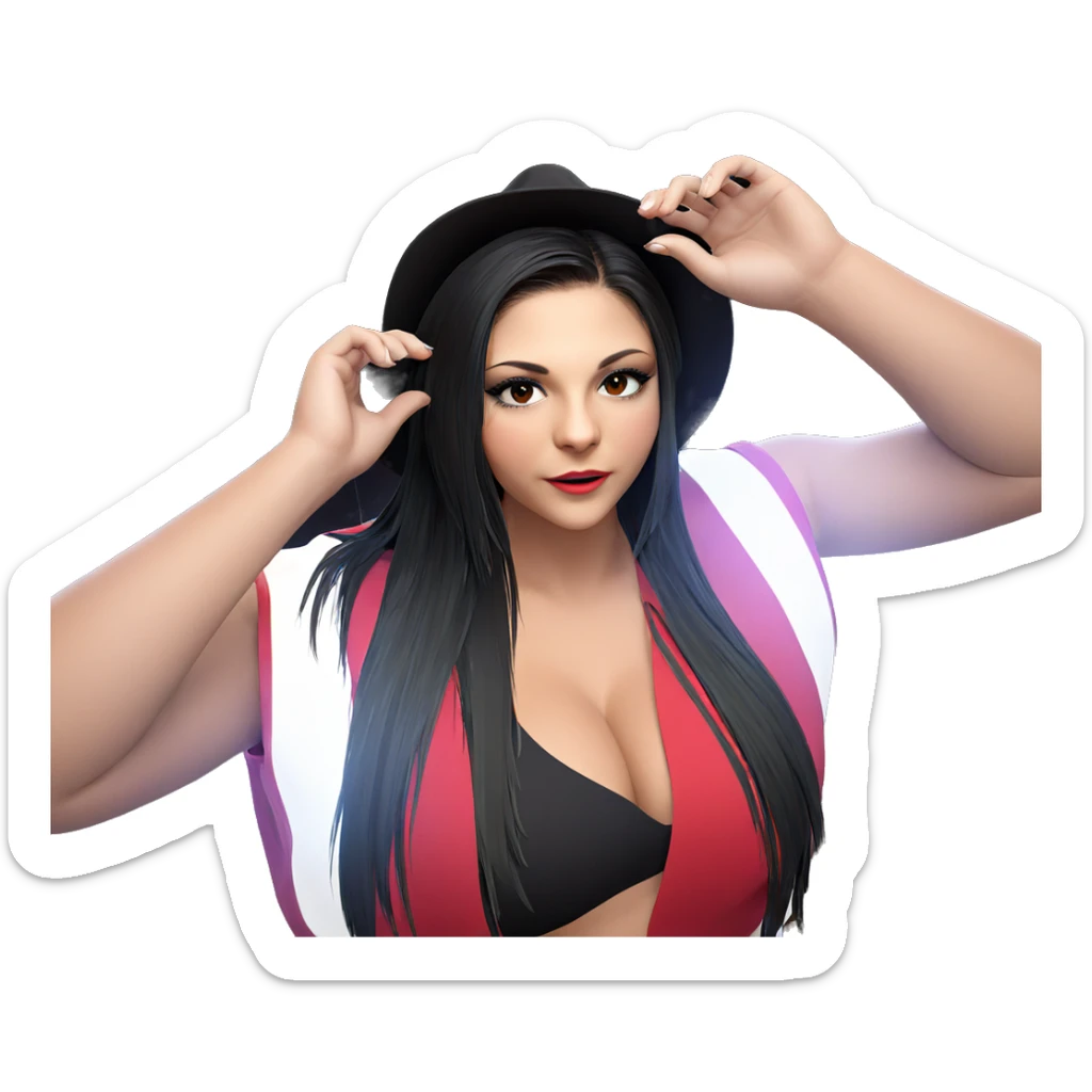 girl in black with hat sticker