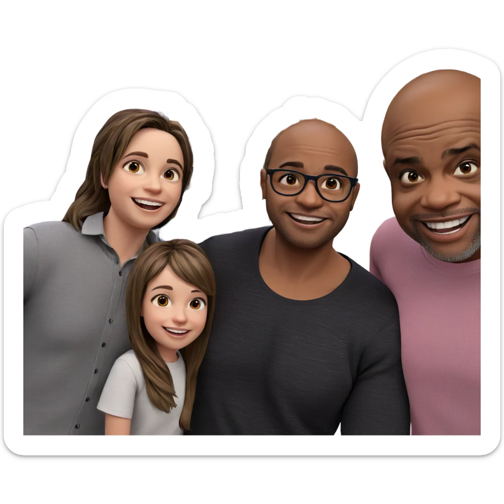 smiling girl with boys sticker