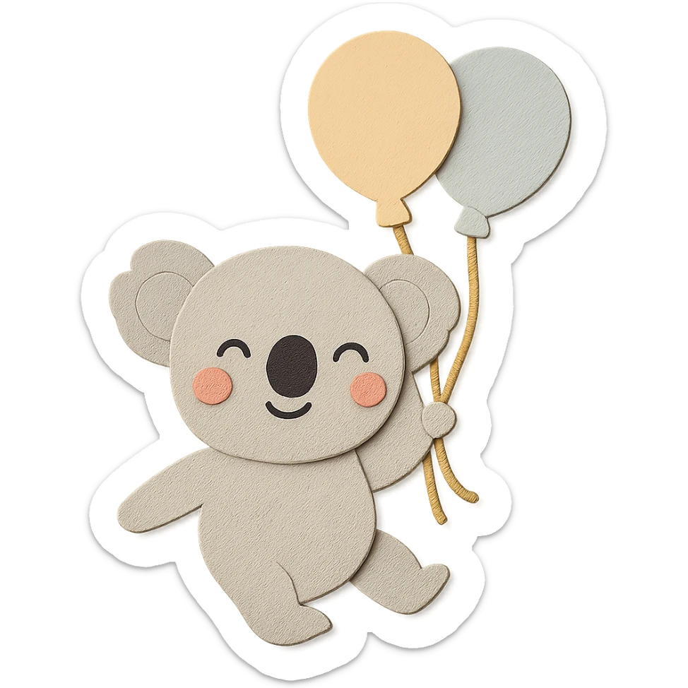 Remove the excess part of the koala bear's neck so it looks natural and clean, keeping the paper-craft style consistent. sticker