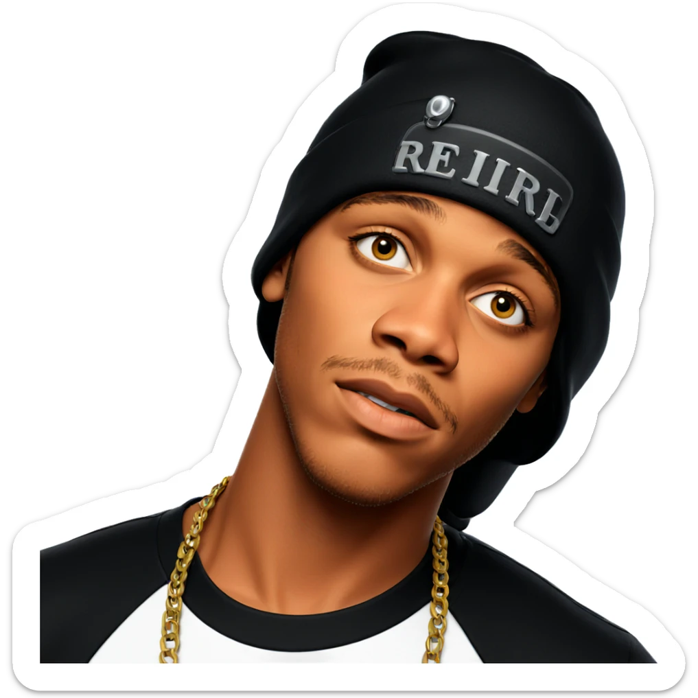 male portrait with hat and necklace sticker