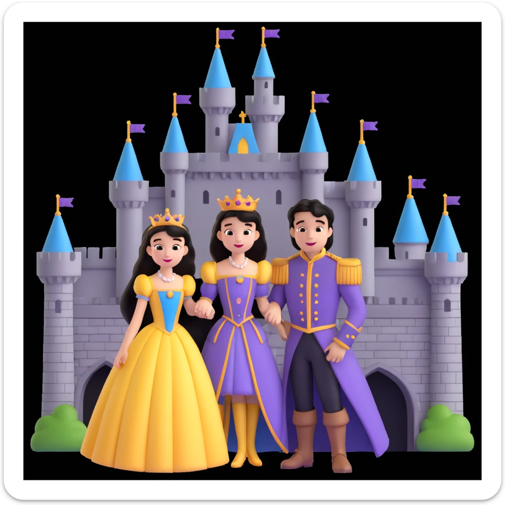 prince and princess disny dress close up photo in castle sticker
