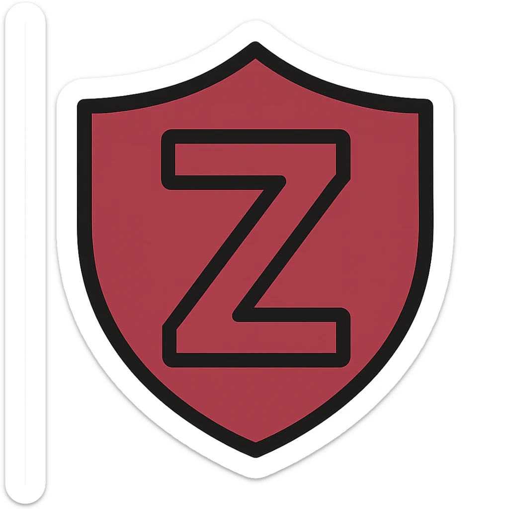 Change the shield and Z to burgundy, keeping the color outline icon style, for a moderator role. sticker