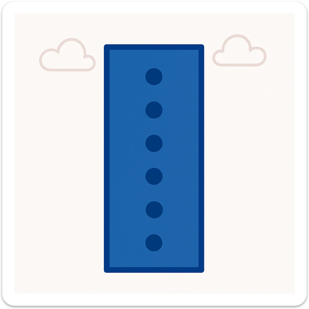 blue vertical rectangle with six blue dots on a white background sticker