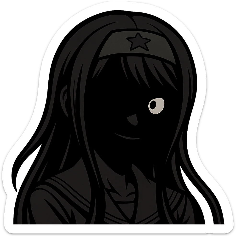Danganronpa style emoji of Mukuro Ikusaba in the shadows sticker