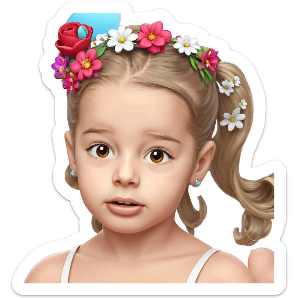 girl with flower hair ornament sticker