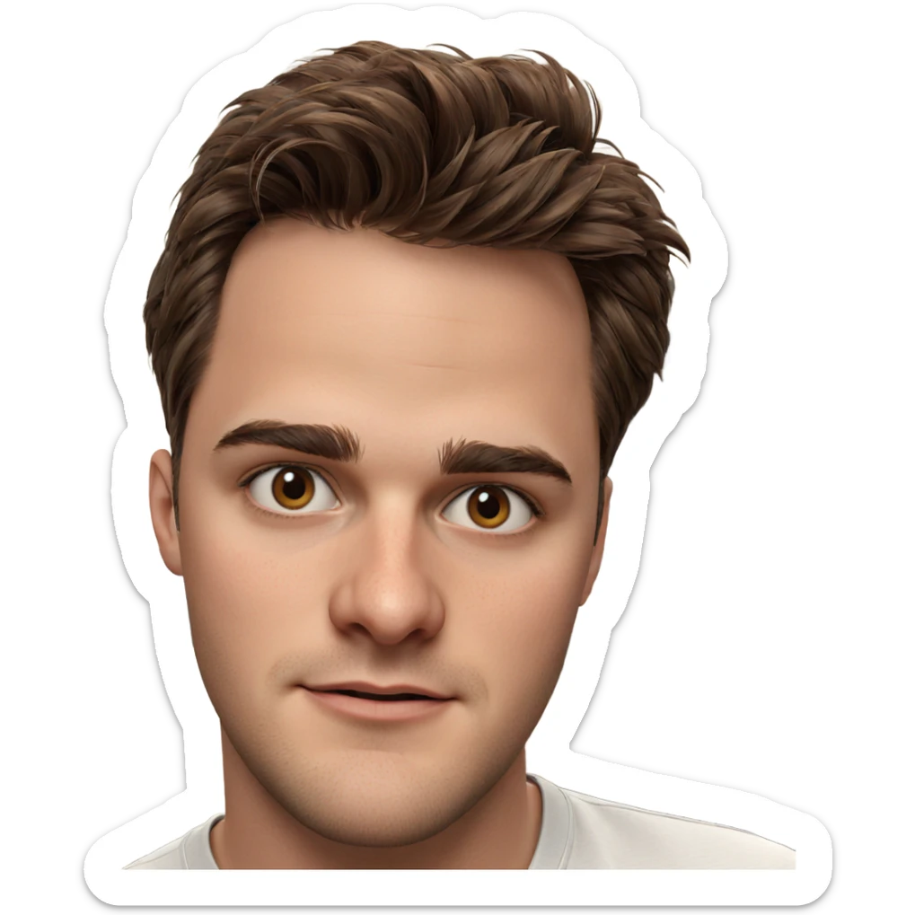 brown haired boy portrait sticker