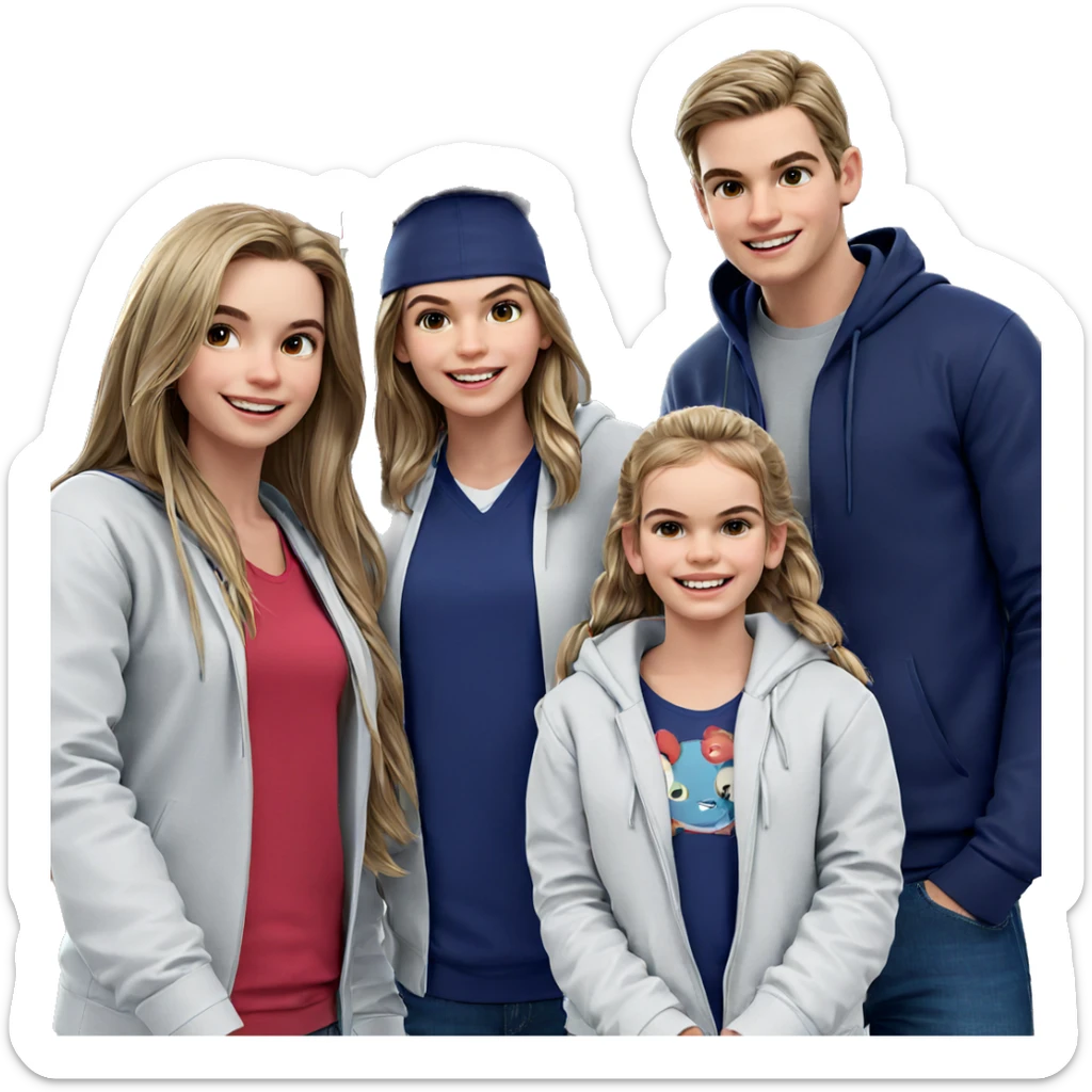 smiling girls with boys around sticker