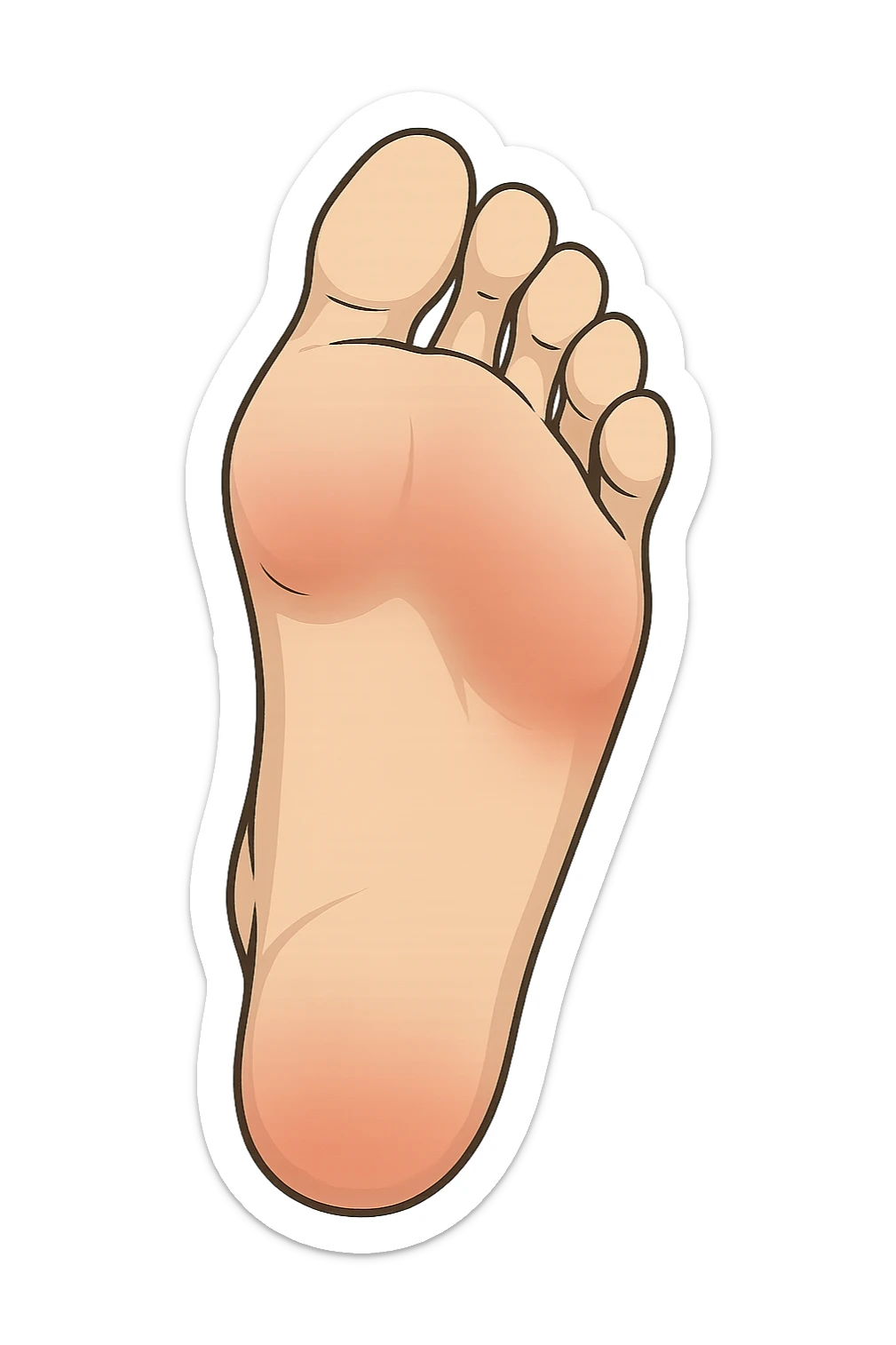 Piede con rossore sotto la pianta focus sulle punte dei piedi sticker