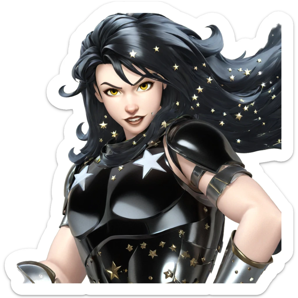 girl in armor with stars sticker