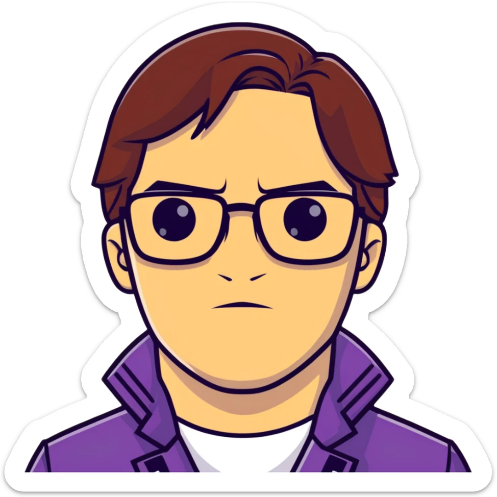 Helmut Zemo with brown hair and glasses, villain from Marvel's Captain America Civil War, serious expression sticker