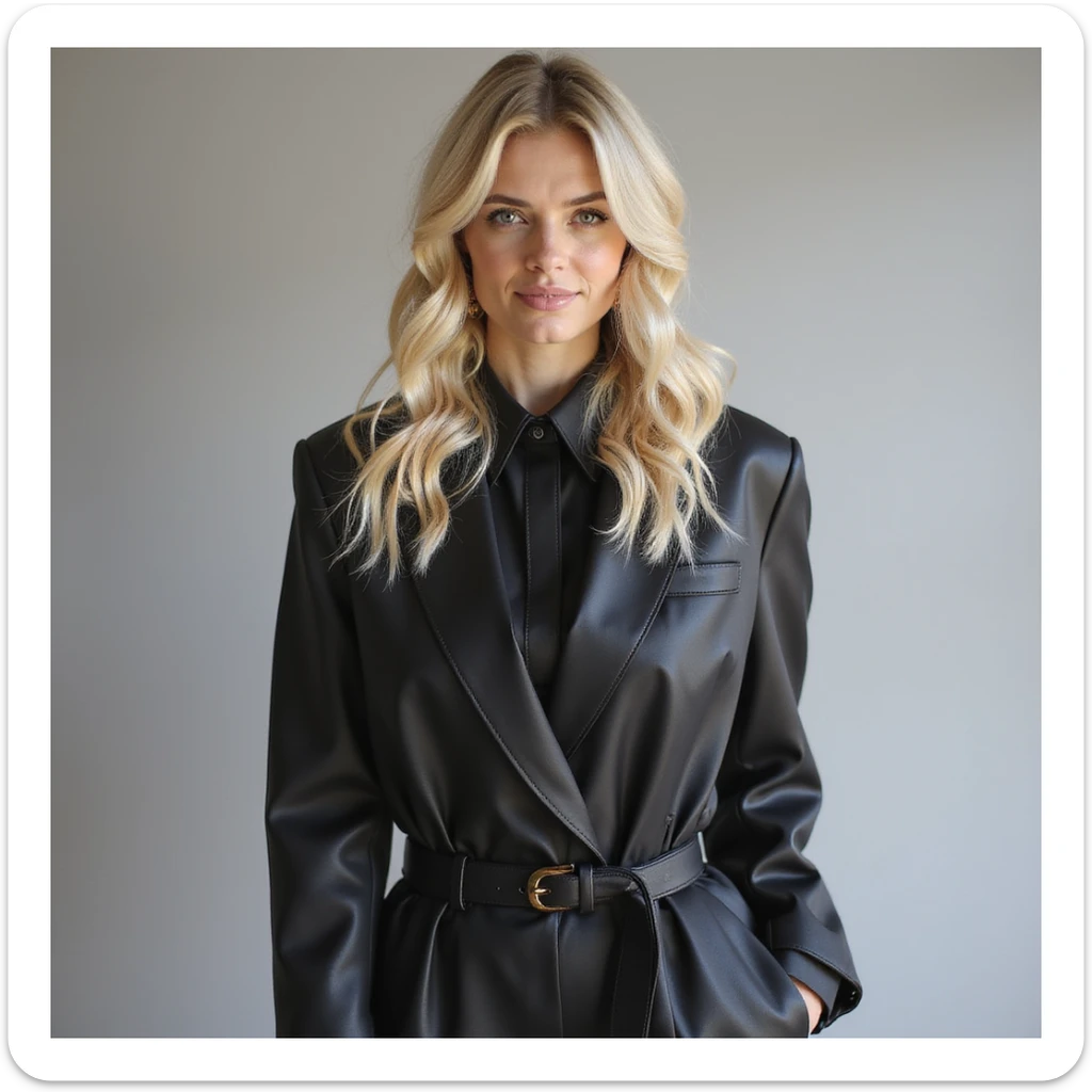 Femme blonde 22 ans coiffe long et ondulé de style vestimentaire plutôt fashion  sticker