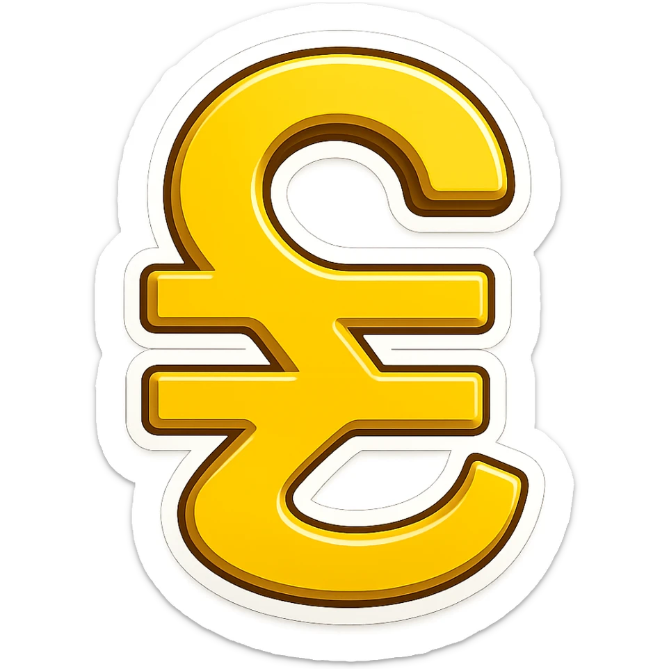 Ukrainian hryvnia currency symbol emoji, with a border, transparent background, in the style of apple emoji sticker