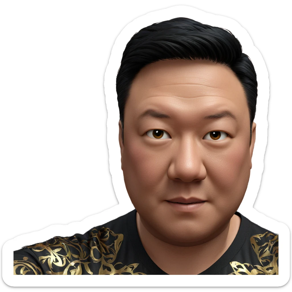 male portrait with black shirt sticker