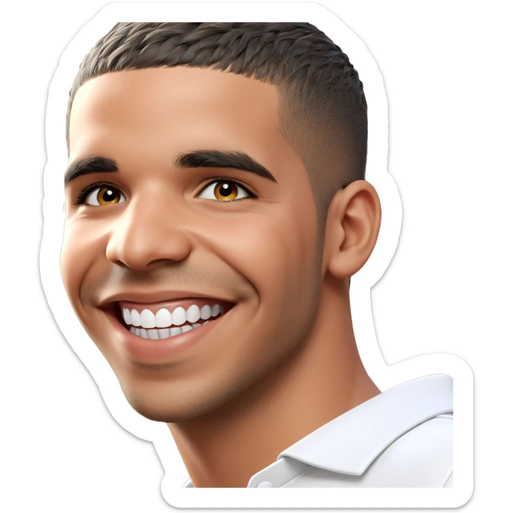 smiling boy in white shirt sticker