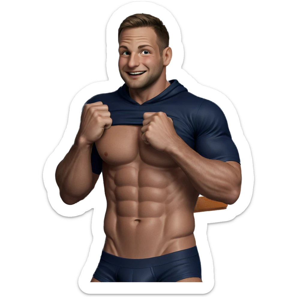 smiling muscular man in underwear sticker