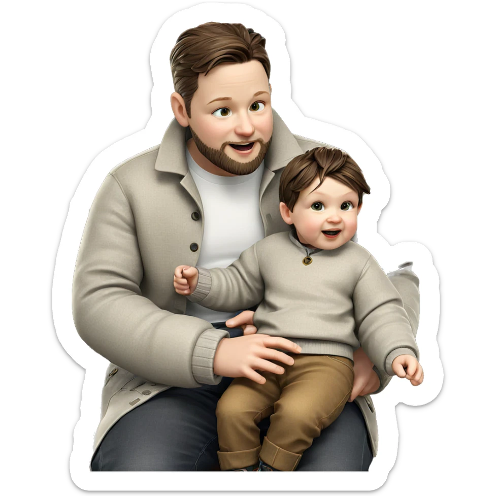 boy with beard on swing sticker