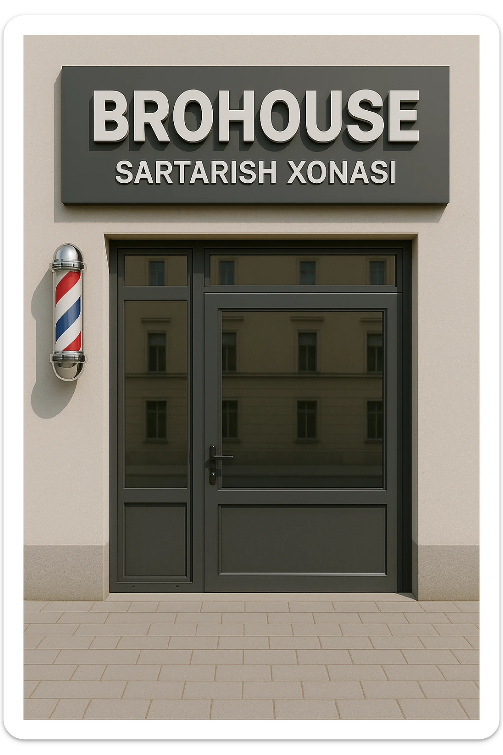 shu sartarosh xonani eshigi yopiq xolatda chizib bergon sticker