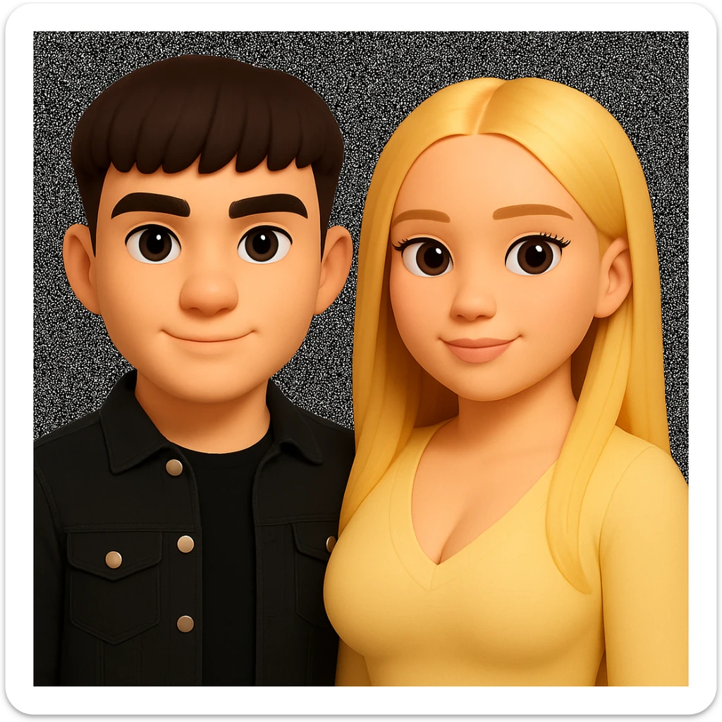 Slightly increase the volume of the upper body of the girl, slightly turn her to face forward, and make the skin color uniform. The original style is 3D emoji, which does not support editing, so please keep the 3D emoji style look while making these changes. sticker