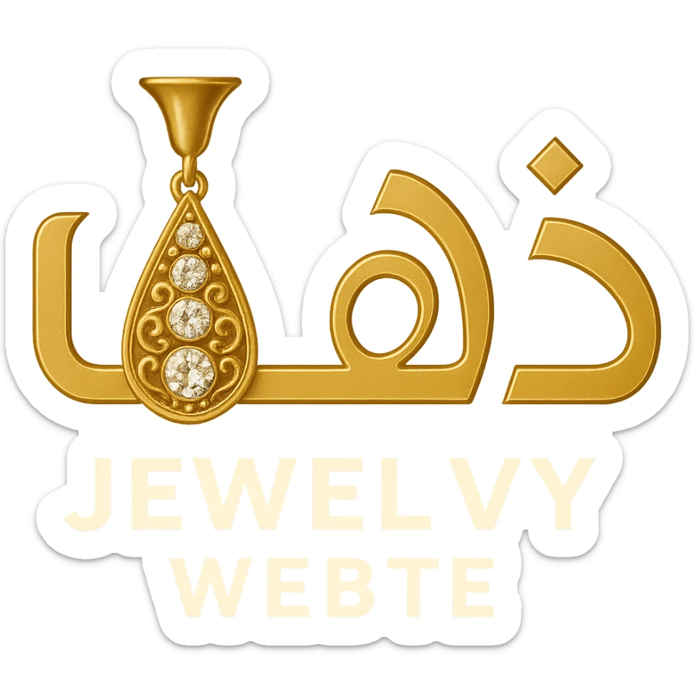 Change the shape of the letter 'ه' in the word 'ذهب' to look like an innovative and luxurious jewelry element, highlighting golden details, no background. sticker