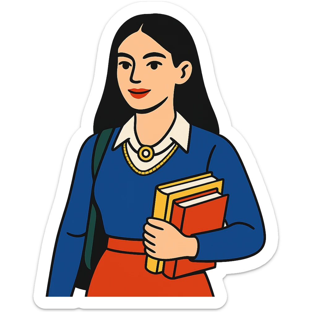 college girl with black hair, white skin, wearing a Cartier necklace, old money luxury vibe sticker