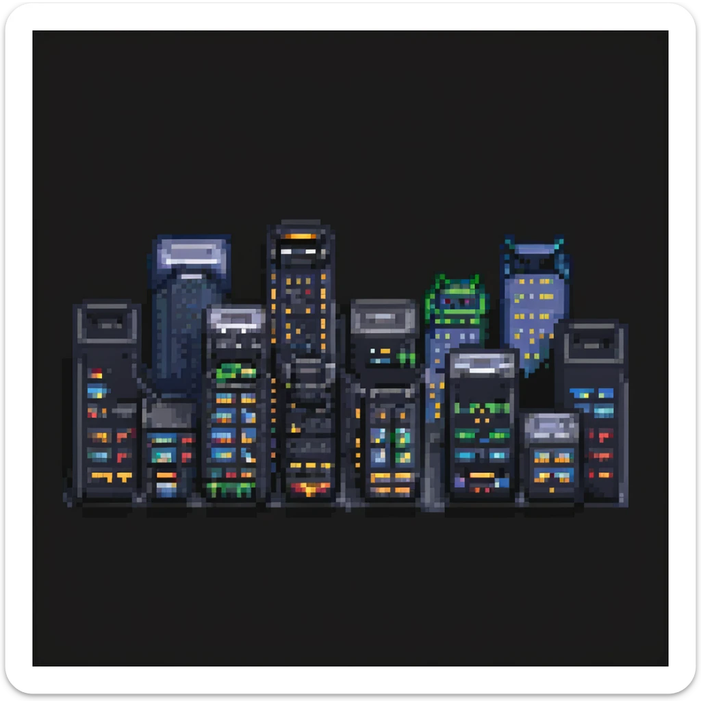 Pixel art night scene of Gotham City. Dark, moody street with a flickering lamppost, trash bins, and a few shadowy human silhouettes. Gritty atmosphere, subtle lighting, cinematic noir vibe. sticker