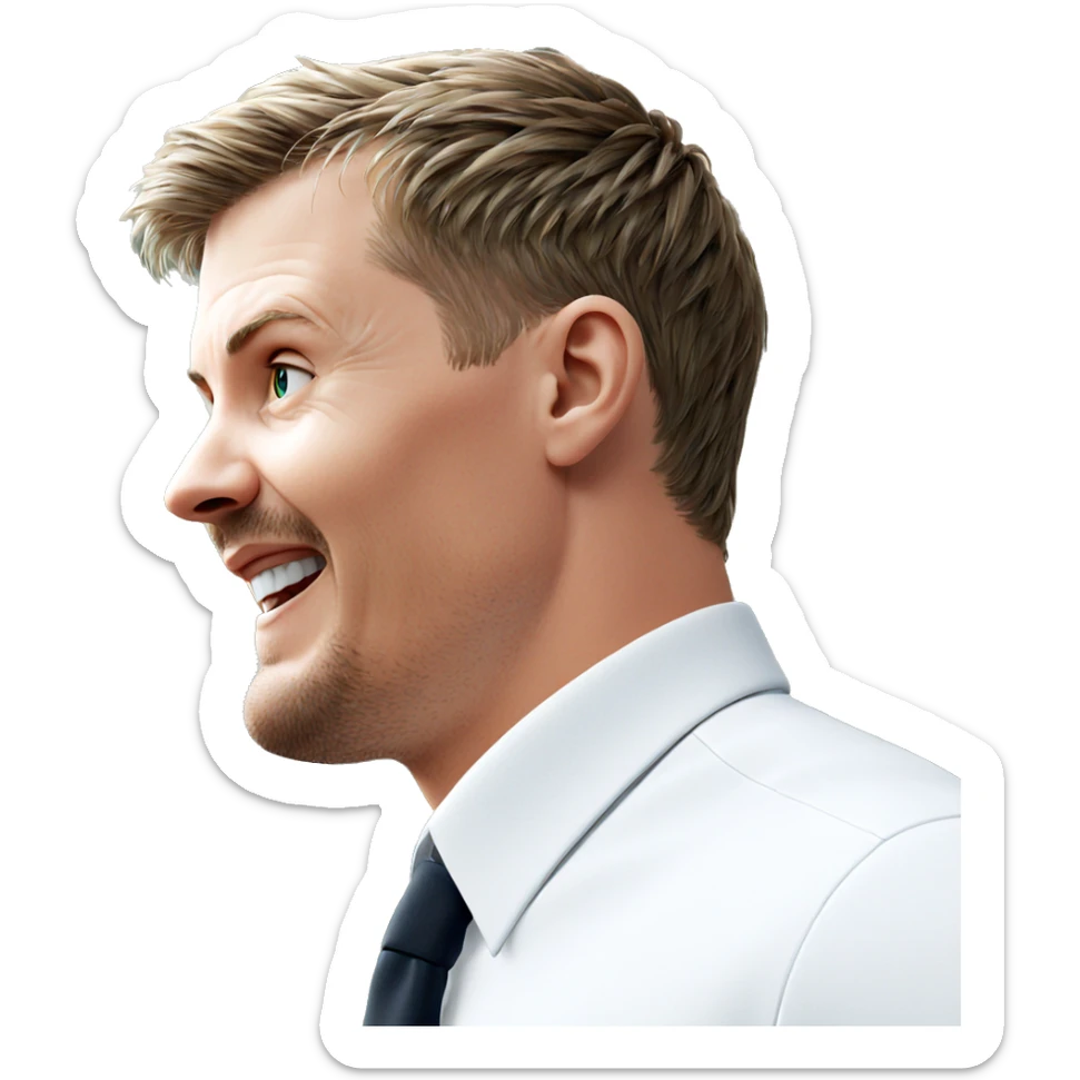 man in white shirt side view sticker