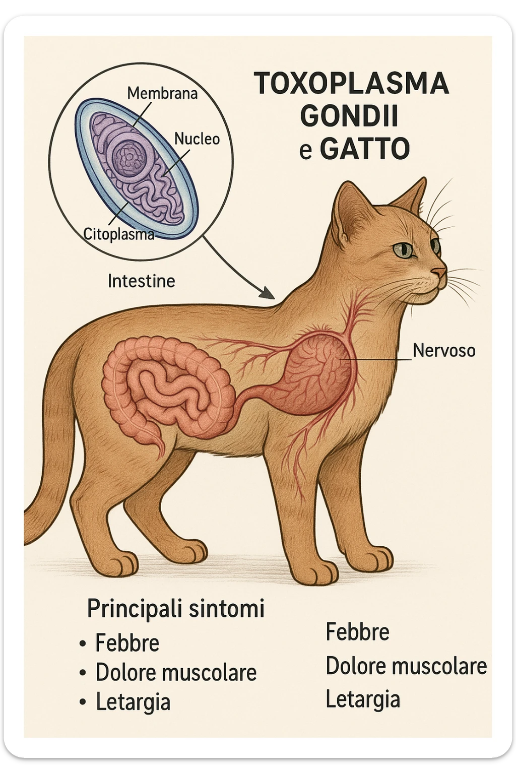 Toxoplasma gondii, infetta gatto in italiano con sintomi e anatomia sticker