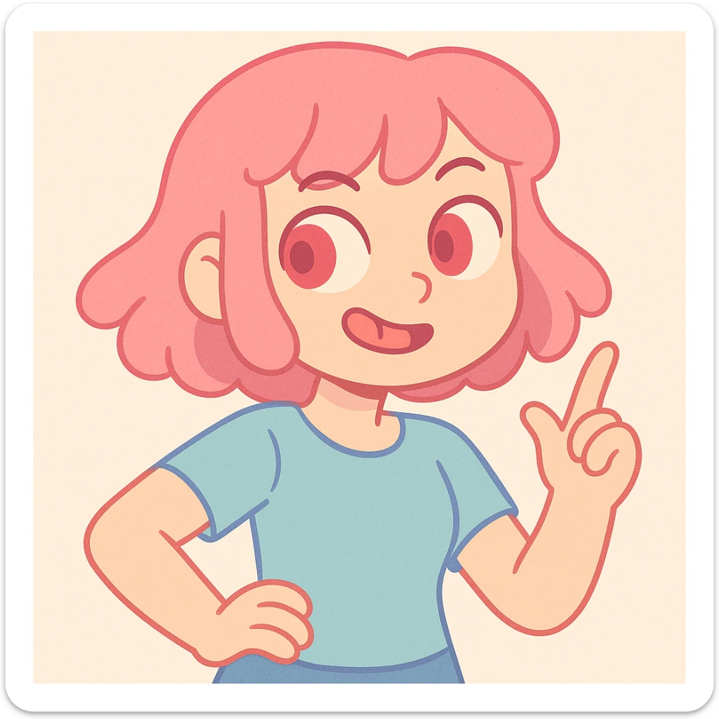 pink haired girl with red eyes, soft pastel art style, gentle and soothing colors sticker