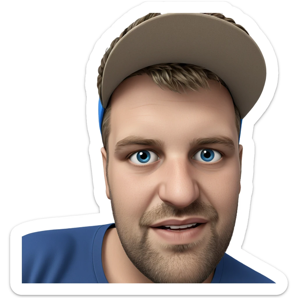 bearded boy in blue shirt sticker