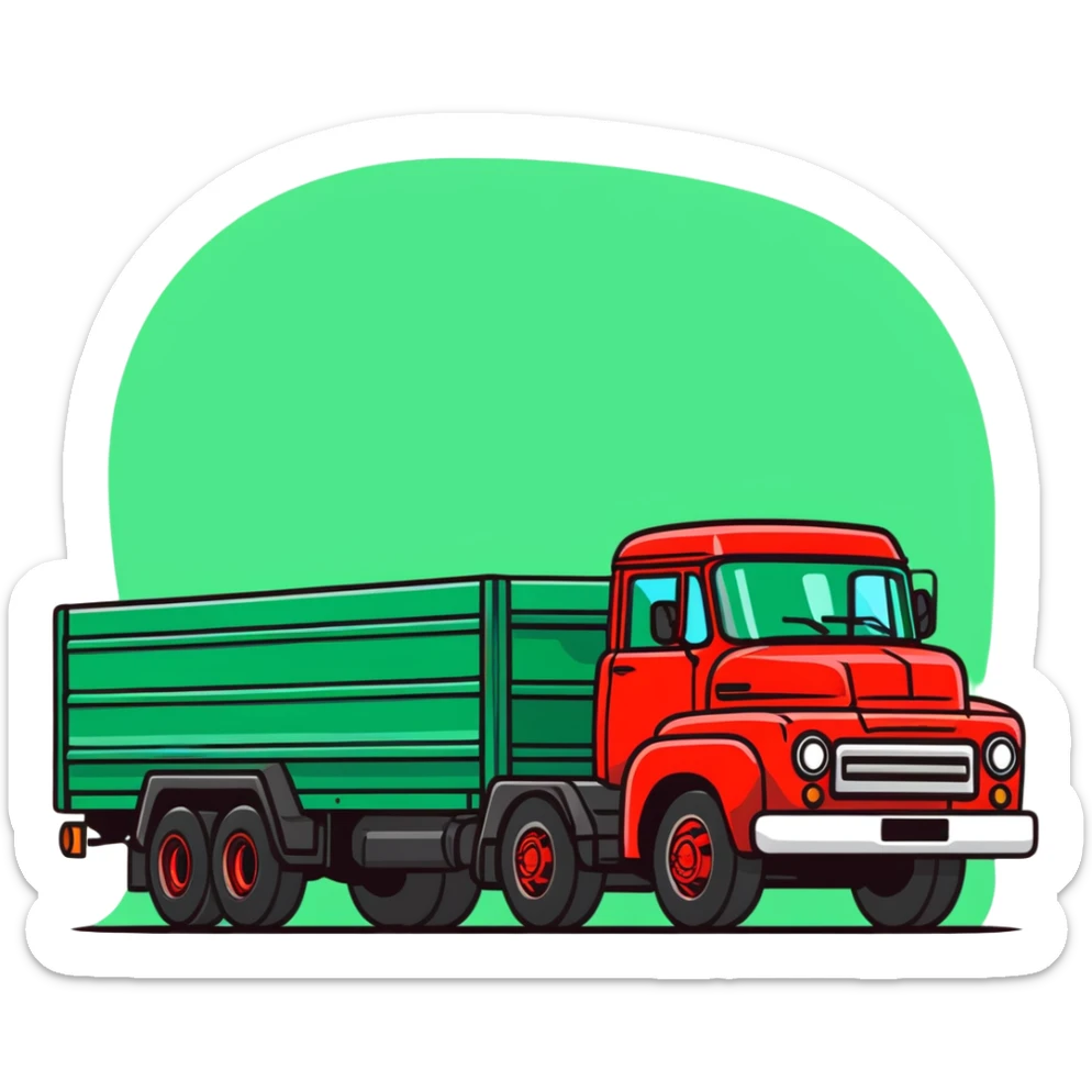 ZIL 130 truck, classic Soviet truck with green cabin and flatbed sticker