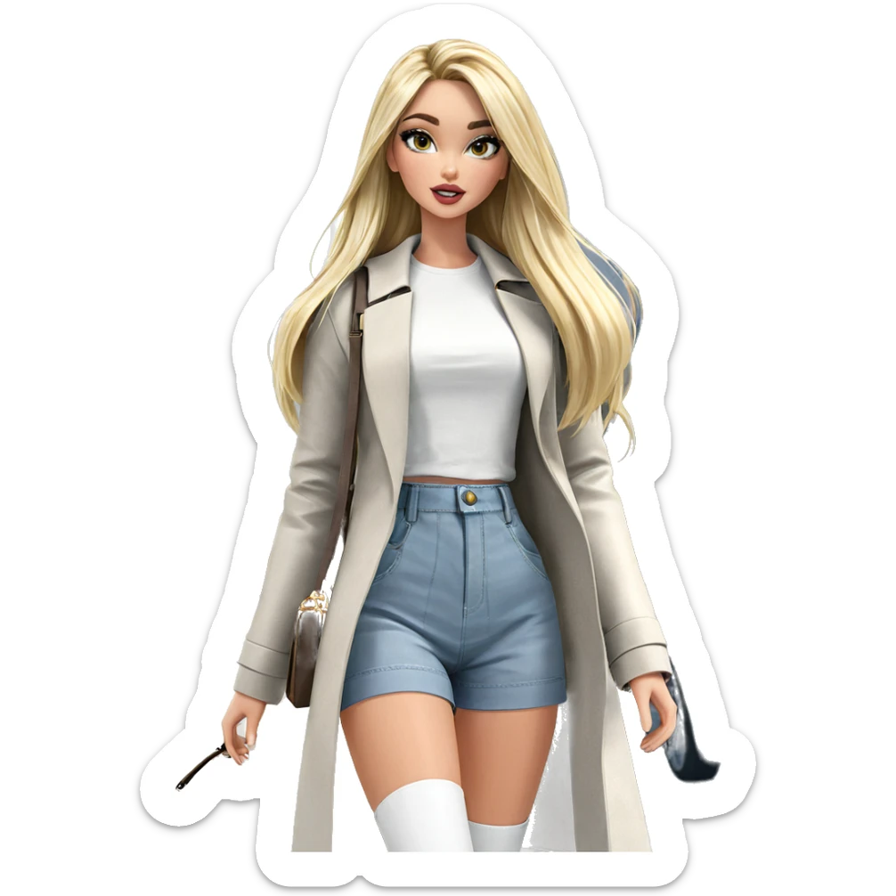 blonde girl outdoors with handbag sticker