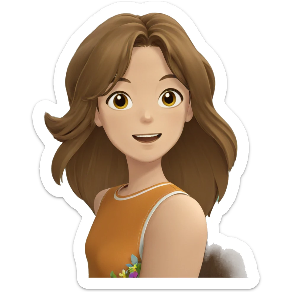 smiling girl with flowers sticker
