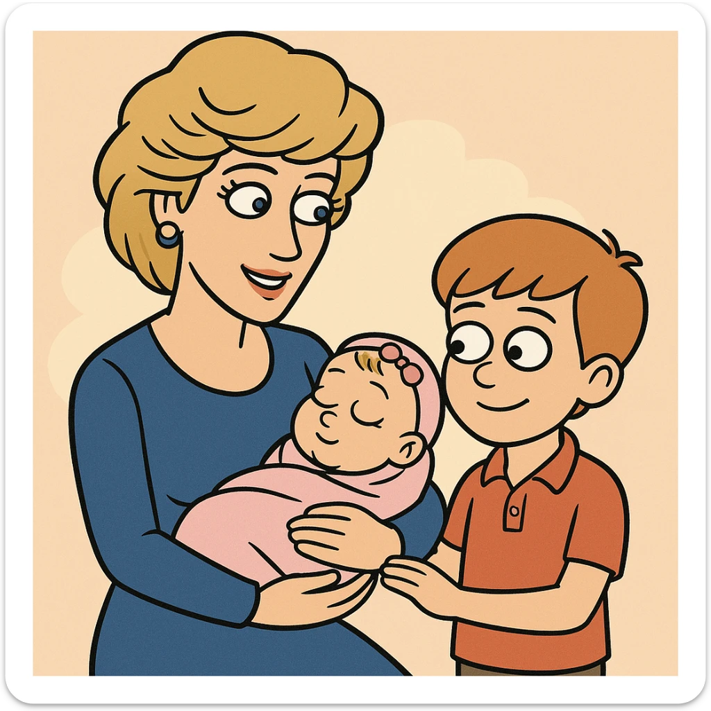 Princess Diana a baby Girl mom and a boy holding the baby sticker