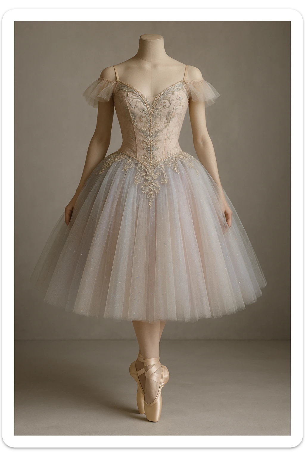 realistic ballerina costume with detailed tulle and ballet slippers sticker