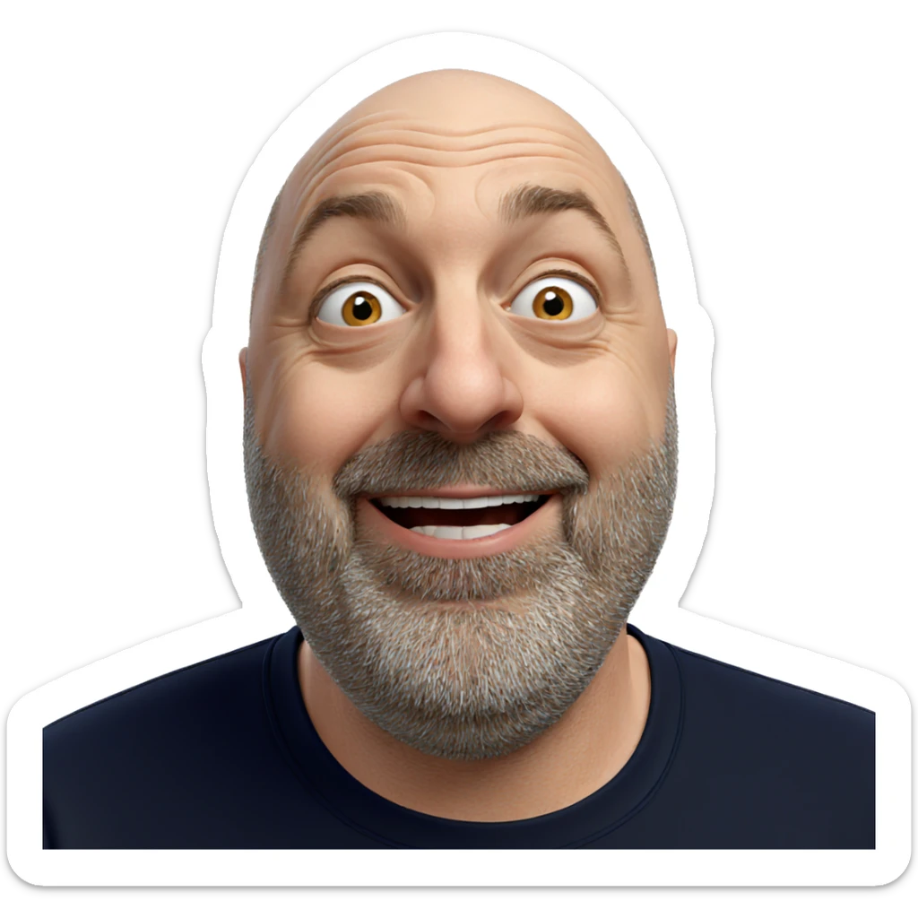 smiling portrait of bald man sticker