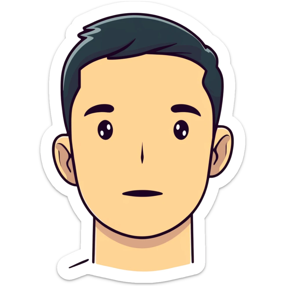 cartoon sticker of a person mewing, showing jawline sticker