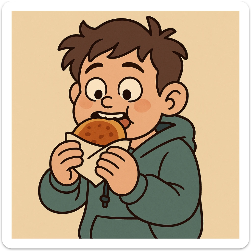 Hotteok a boy he's eating Hotteok sticker