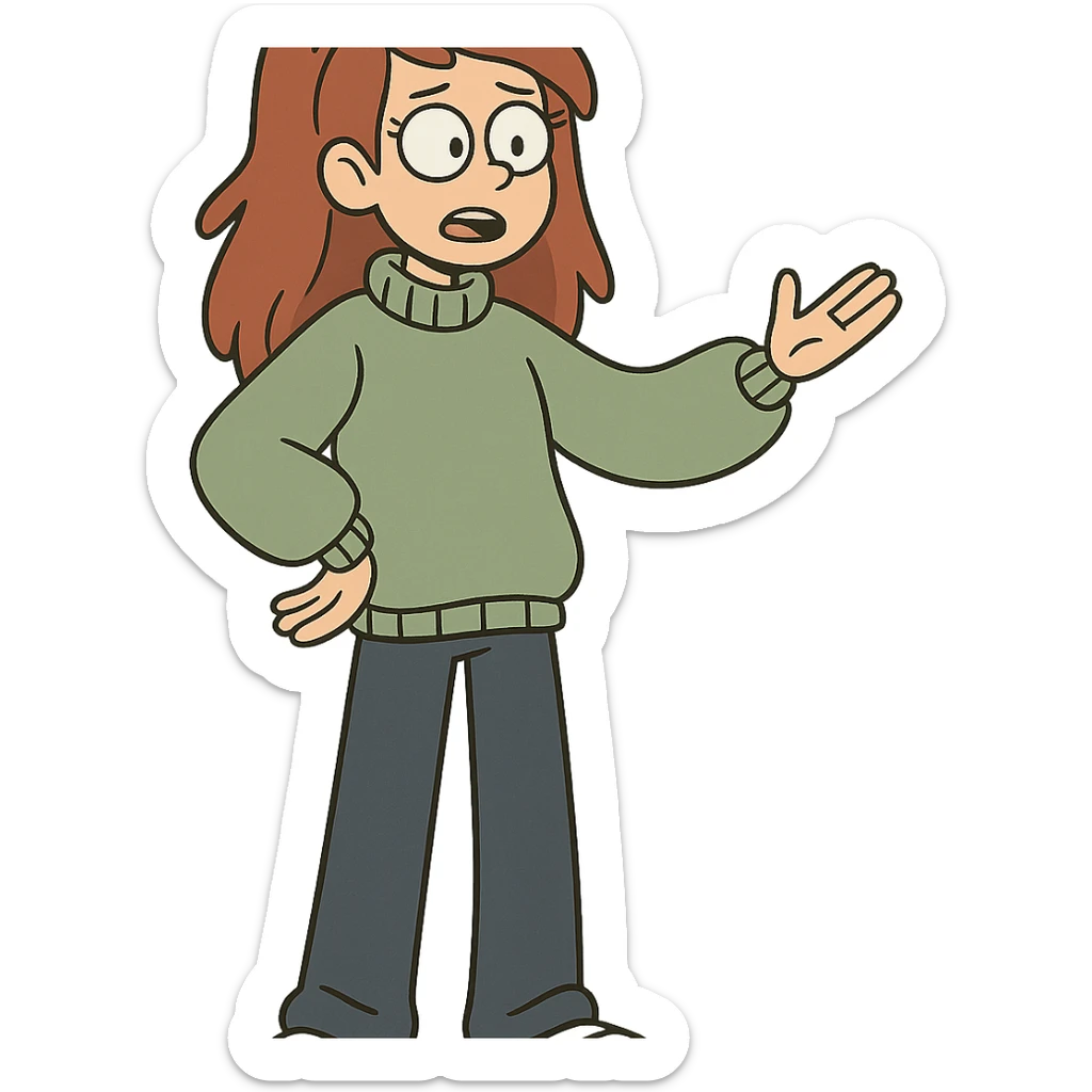 full body modern teenage girl wearing oversized sweater and pants sticker