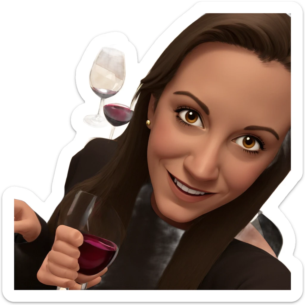 smiling girl with wine glass sticker
