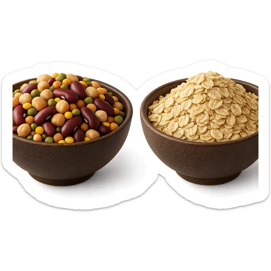 BOWL DI LEGUMI INSIEME A BOWL DI FIOCCHI DI AVENA,  iperrealistico 4k sticker