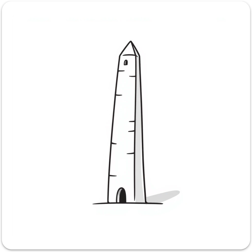 The Obelisk of Buenos Aires, a tall white stone monument with a pointed top, standing alone, iconic landmark of Argentina sticker