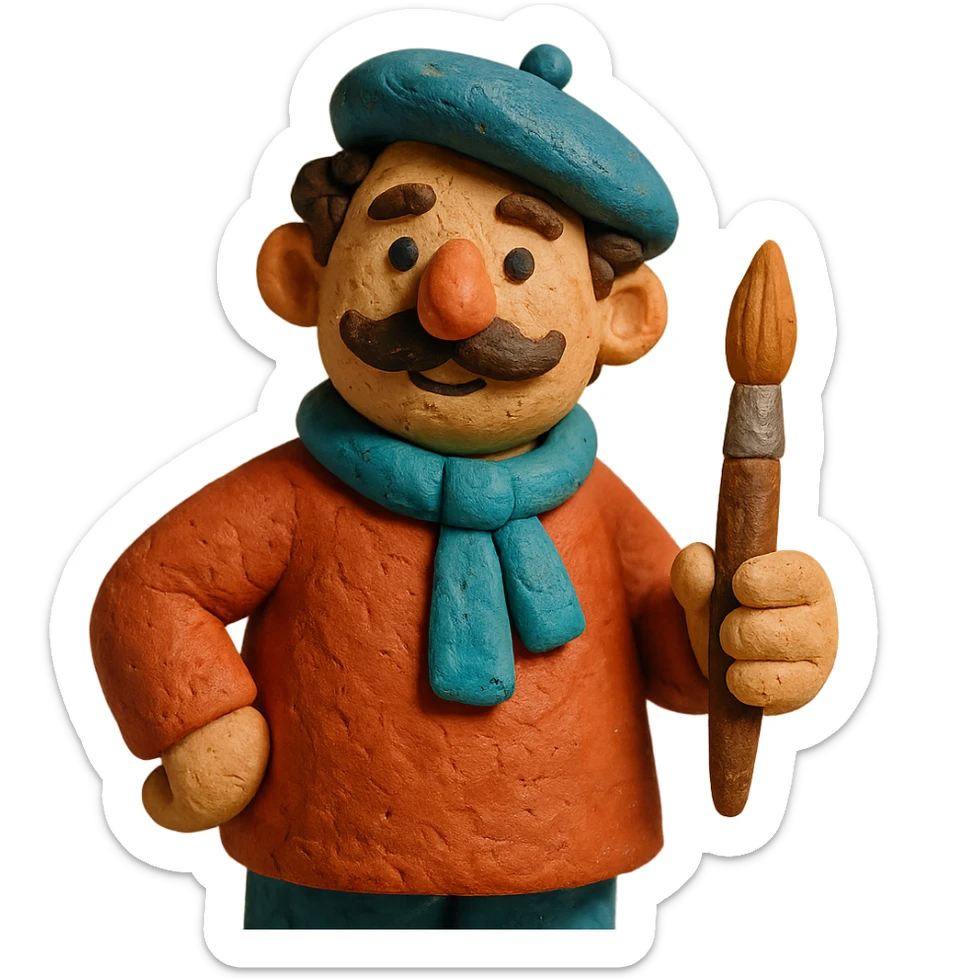 artist character holding a paintbrush sticker