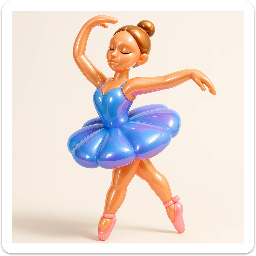ballerina capuccina, elegant pose, delicate tutu, graceful arms, soft lighting, ballet slippers, serene expression sticker