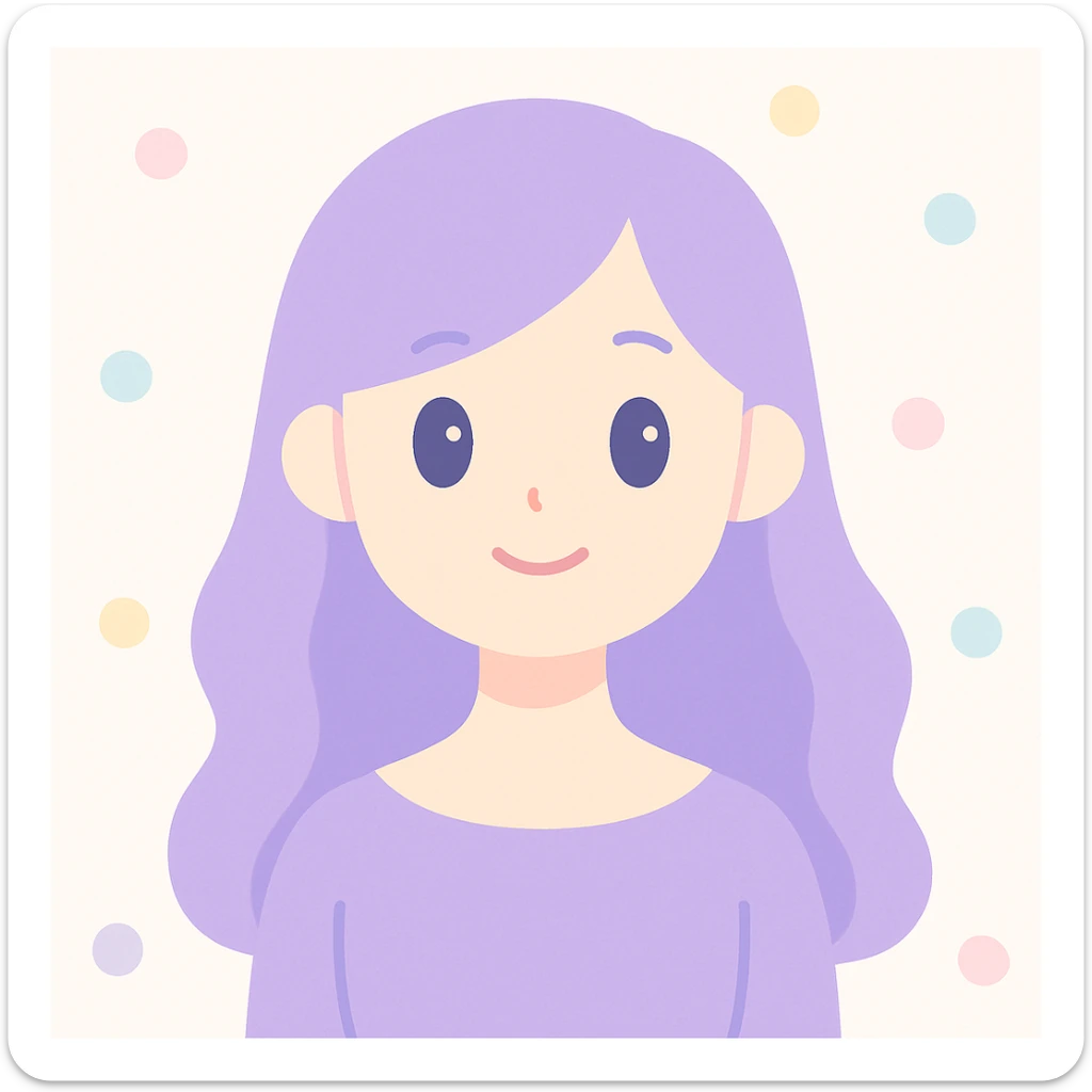 lady with long purple hair, stylish, elegant, clear facial features, modern look sticker