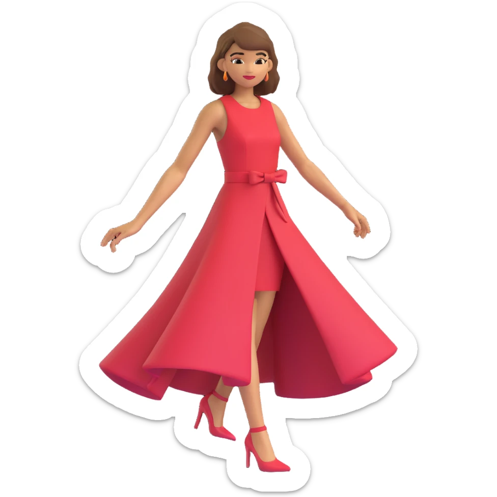 Zendaya reimagined in a classic 3D illustration style, with a fashionable dress and dynamic expression sticker