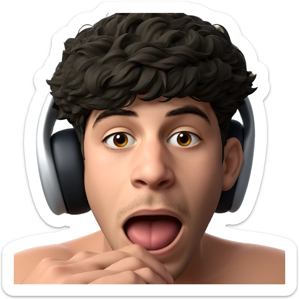 boy with headphones looking at viewer sticker